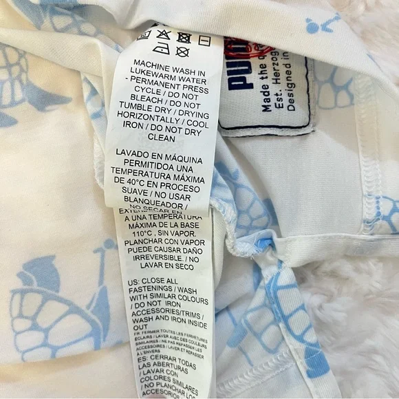 PUMA Men’s Golf Polo White Blue Turtle Print Size L ‘slow play polo’ collection - Picture 8 of 12